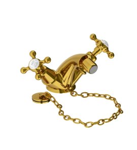 Lefroy Brooks Classic Bateria bidetowa z korkiem na łańcuszku Polished Brass CHS1199PB