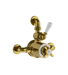 Lefroy Brooks Classic Bateria termostatyczna natryskowa z zaworem ciśnieniowym na jednodrożna Polished Brass GD8725PB