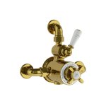 Lefroy Brooks Classic Bateria termostatyczna natryskowa z zaworem ciśnieniowym na jednodrożna Polished Brass GD8725PB