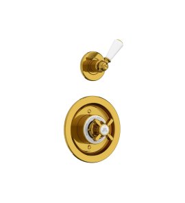 Lefroy Brooks Classic Bateria termostatyczna natryskowa podtynkowa z zaworem ciśnieniowym na jednodrożna Polished Brass GD8801PB