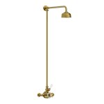Lefroy Brooks Classic Bateria natryskowa termostatyczna ścienna z deszczownicą Ø 129 mm Antique Gold GD8701AG
