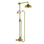 Lefroy Brooks Classic Bateria natryskowa termostatyczna ścienna z deszczownicą Ø 200 mm i zestawem prysznicowym Polished Brass GD8704PB