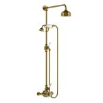 Lefroy Brooks Classic Bateria natryskowa termostatyczna ścienna z deszczownicą Ø 129 mm i zestawem prysznicowym Antique Gold BL8703AG