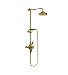  Lefroy Brooks Classic Bateria natryskowa termostatyczna ścienna z deszczownicą Ø 200 mm i zestawem prysznicowym Antique Gold BL8742AG