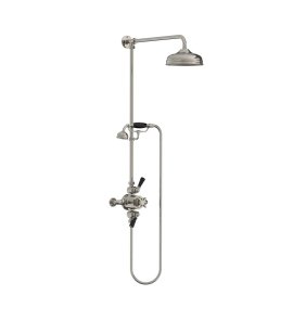 Lefroy Brooks Classic Bateria natryskowa termostatyczna ścienna z deszczownicą Ø 200 mm i zestawem prysznicowym Silver Nickel BL8742NK