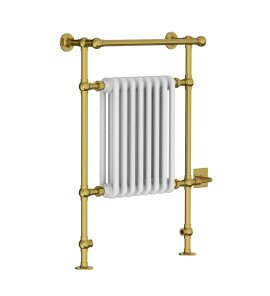 Lefroy Brooks Classic Grzejnik łazienkowy wodno-elektryczny 593x916 mm stojący Polished Brass LB3202PB-DF