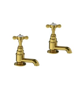 Lefroy Brooks Classic Krany umywalkowe stojące - zestaw Polished Brass LB1422PB