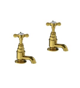 Lefroy Brooks Classic Krany umywalkowe stojące z krótką wylewką - zestaw Polished Brass LB1135PB