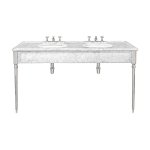 Lefroy Brooks Classic Podwójna konsola z białego marmuru z dwoma umywalkami Silver Nickel LB6434WH-NK