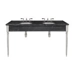 Lefroy Brooks Classic Podwójna konsola z czarnego marmuru z dwoma umywalkami Chrom LB6434BK-CP