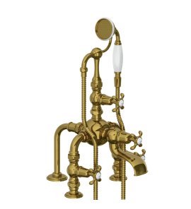 Lefroy Brooks La Chapelle Bateria wannowa 3-otworowa z zestawem prysznicowym Antique Gold FH1140AG