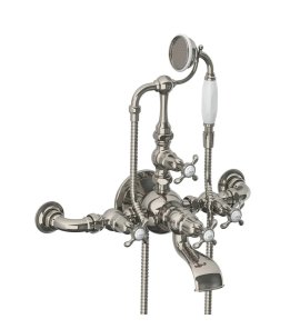  Lefroy Brooks La Chapelle Bateria wannowa ścienna z zestawem prysznicowym Silver Nickel FH1146NK