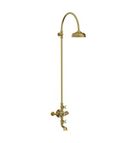 Lefroy Brooks La Chapelle Bateria wannowo-natryskowa termostatyczna ścienna z deszczownicą Ø 200 mm Polished Brass FR8630PB