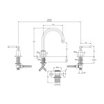 Lefroy Brooks Mackintosh Bateria umywalkowa 3-otworowa z korkiem klik-klak Chrom MB1230CP