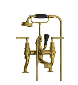 Lefroy Brooks Mackintosh Bateria wannowa 2-otworowa z zestawem prysznicowym Antique Gold ML1100AG
