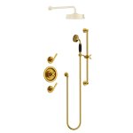 Lefroy Brooks Mackintosh Bateria natryskowa termostatyczna ze słuchawką prysznicową na drążku Polished Brass MK8804PB