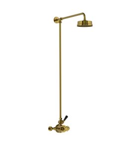 Lefroy Brooks Mackintosh Bateria natryskowa termostatyczna 2-otworowa z deszczownicą Ø 154 mm Antique Gold MK8701AG
