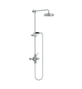 Lefroy Brooks Mackintosh Bateria natryskowa termostatyczna 2-otworowa z deszczownicą Ø 197 mm oraz ze słuchawką na kolumnie Chrom ML8742CP