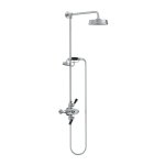 Lefroy Brooks Mackintosh Bateria natryskowa termostatyczna 2-otworowa z deszczownicą Ø 197 mm oraz ze słuchawką na kolumnie Chrom MK8742CP