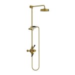Lefroy Brooks Mackintosh Bateria natryskowa termostatyczna 2-otworowa z deszczownicą Ø 197 mm oraz ze słuchawką na kolumnie Antique Gold MK8742AG