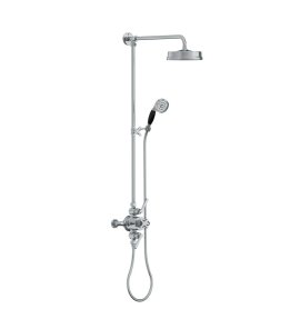 Lefroy Brooks Mackintosh Bateria natryskowa termostatyczna 2-otworowa z deszczownicą Ø 197 mm oraz ze słuchawką na kolumnie Chrom ML8754CP
