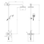 Lefroy Brooks Mackintosh Bateria natryskowa termostatyczna 2-otworowa z deszczownicą Ø 197 mm oraz ze słuchawką na kolumnie Chrom ML8754CP