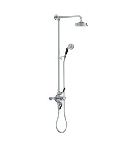 Lefroy Brooks Mackintosh Bateria natryskowa termostatyczna 2-otworowa z deszczownicą Ø 154 mm oraz ze słuchawką na kolumnie Chrom MB8753CP