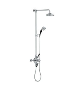Lefroy Brooks Mackintosh Bateria natryskowa termostatyczna 2-otworowa z deszczownicą Ø 154 mm oraz ze słuchawką na kolumnie Chrom MK8753CP