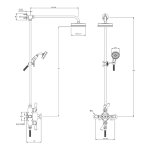 Lefroy Brooks Mackintosh Bateria natryskowa termostatyczna 2-otworowa z deszczownicą Ø 154 mm oraz ze słuchawką na kolumnie Chrom MK8753CP