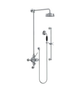 Lefroy Brooks Mackintosh Bateria natryskowa termostatyczna 3-otworowa z deszczownicą Ø 154 mm oraz ze słuchawką na drążku Chrom ML8748CP