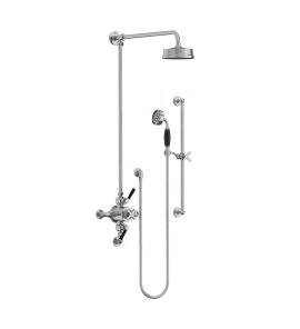 Lefroy Brooks Mackintosh Bateria natryskowa termostatyczna 3-otworowa z deszczownicą Ø 154 mm oraz ze słuchawką na drążku Chrom MB8748CP