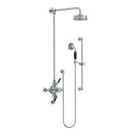 Lefroy Brooks Mackintosh Bateria natryskowa termostatyczna 3-otworowa z deszczownicą Ø 154 mm oraz ze słuchawką na drążku Chrom MB8748CP
