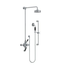 Lefroy Brooks Mackintosh Bateria natryskowa termostatyczna 3-otworowa z deszczownicą Ø 154 mm oraz ze słuchawką na drążku Chrom MK8748CP
