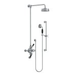 Lefroy Brooks Mackintosh Bateria natryskowa termostatyczna 3-otworowa z deszczownicą Ø 154 mm oraz ze słuchawką na drążku Chrom MK8748CP