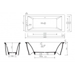 Marmorin Teodor II Wanna przyścienna biała/czarna P_W_084_05_1800