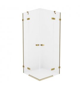 New Trendy Avexa Gold Kabina prysznicowa dwudrzwiowa 100x100x200 cm Złoty szczotkowany EXK-1786