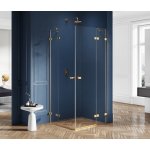 New Trendy Avexa Gold Kabina prysznicowa dwudrzwiowa 110x110x200 cm Złoty szczotkowany EXK-1887