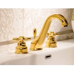   Newform Antea Bateria umywalkowa 3-otworowa z korkiem z małą wylewką złoty 9105.61.020