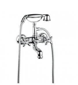 Newform Antea Bateria wannowa ścienna z mechanicznym przełącznikiem wanna/prysznic i zestawem prysznicowym chrom 9135.21.018