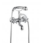 Newform Antea Bateria wannowa ścienna z mechanicznym przełącznikiem wanna/prysznic i zestawem prysznicowym chrom 9135.21.018