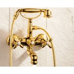   Newform Antea Bateria wannowa ścienna z mechanicznym przełącznikiem wanna/prysznic i zestawem prysznicowym złoty 9135.61.020