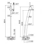 Newform Bateria wannowa jednouchwytowa wolnostojąca z zestawem prysznicowym stal nierdzewna 62289.50.050