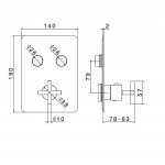 Newform Blink luxury Bateria prysznicowa termostatyczna podtynkowa z dwoma wyjściami z teksturą część zewnętrzna chrom 70414E.21.018