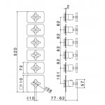 Newform Blink luxury Bateria prysznicowa termostatyczna podtynkowa z pięcioma wyjściami z teksturą część zewnętrzna chrom 69822E.21.018