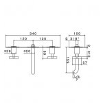 Newform Blink luxury Bateria umywalkowa 3-otworowa podtynkowa część zewnętrzna z teksturą chrom 70921E.21.018