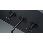   Newform Blink Bateria umywalkowa 3-otworowa podtynkowa część zewnętrzna czarny mat 70820E.01.093