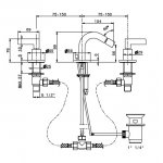 Newform Blink Chic luxury Bateria bidetowa 3-otworowa z korkiem z teksturą chrom 71135.21.018