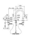 Newform Blink Chic luxury Bateria umywalkowa 3-otworowa z małą wylewką z teksturą chrom 71100.21.018