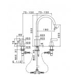 Newform Blink Chic luxury Bateria umywalkowa 3-otworowa z wysoką wylewką z teksturą chrom 71102.21.018