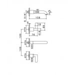 Newform Blink Chic luxury Bateria umywalkowa ścienna 3-otworowa z teksturą część zewnętrzna chrom 71120E.21.018